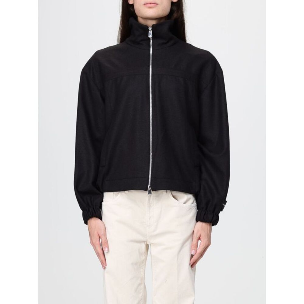 Relaxed Fit High Neck Wool Blend Bomber Jacket Pinko With Zip Closure
